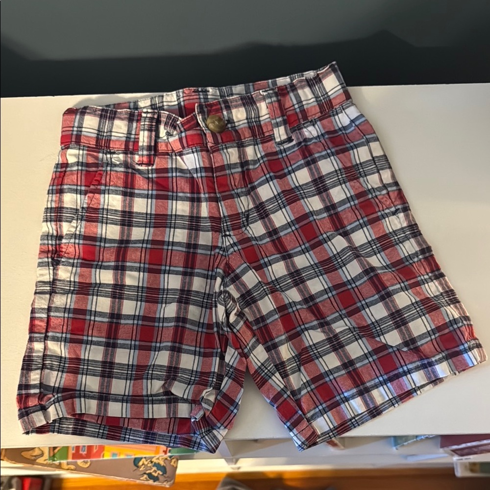 Plaid Kids Shorts - Red and White